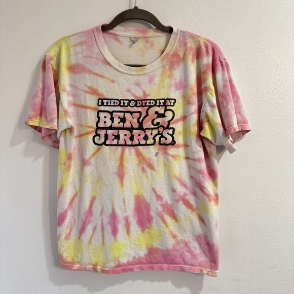Vintage 90s Ben & Jerry's T-shirt M Tie Dye 100% Cotton Ice Cream Vermont - Picture 1 of 7